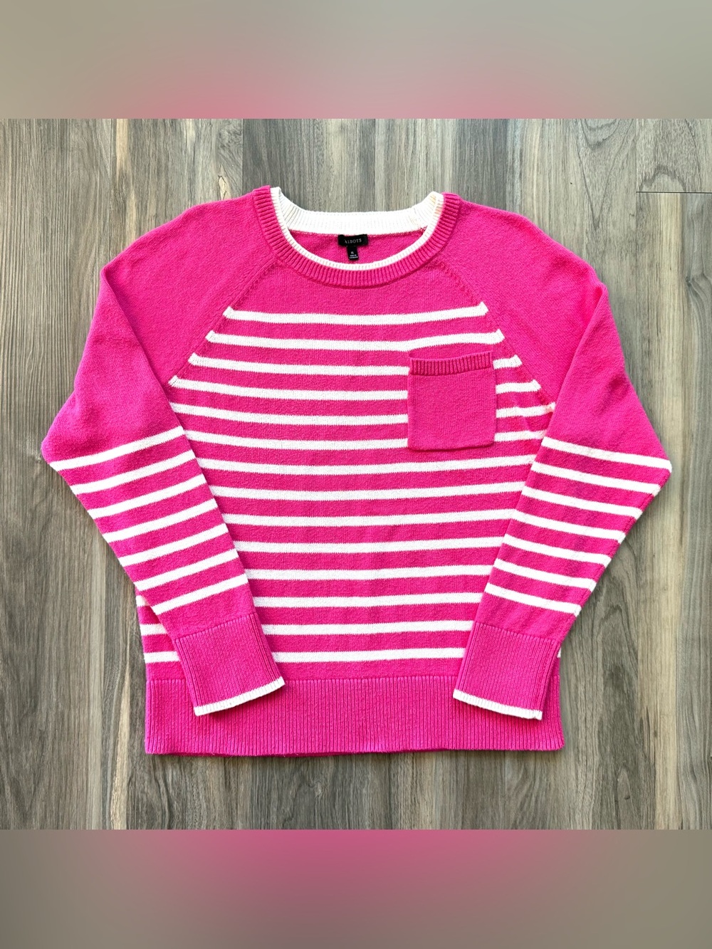 Talbots Pink & White Striped Sweater Size XL